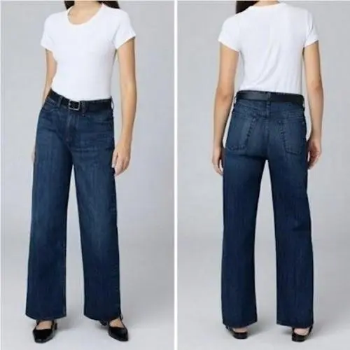 Rag Bone Lori Mid-rise Wide Leg Jeans Darkwash Size 27 Comfort Fall Winter