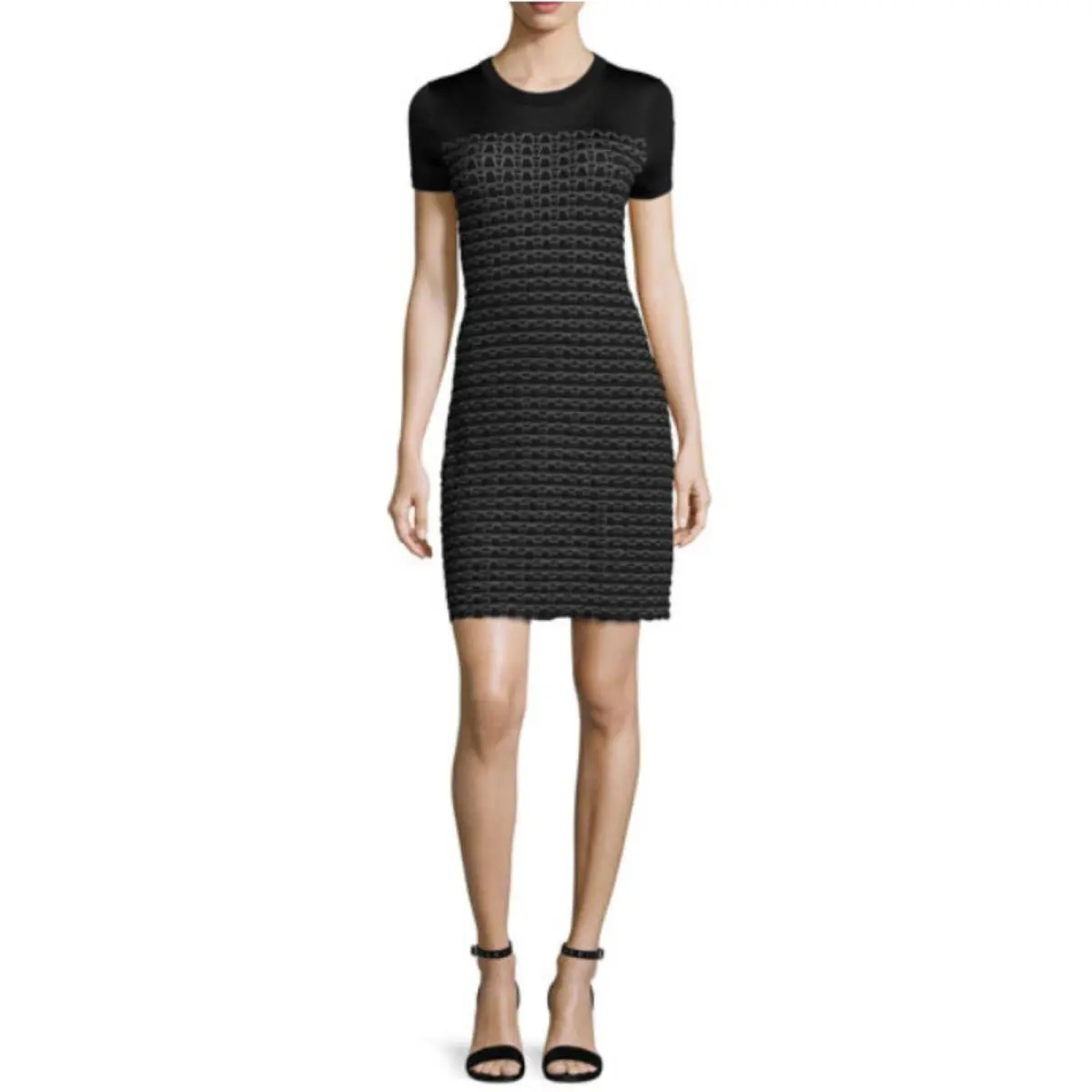 Rag Bone Mini Dress Womens Large Black Sheer Yoke Textured Knit W272647XG