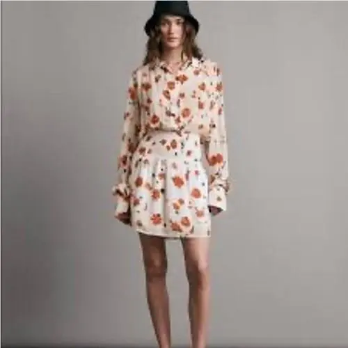 Rag Bone Women`s Bailey Floral Smocked Waist Mini Dress Size Medium