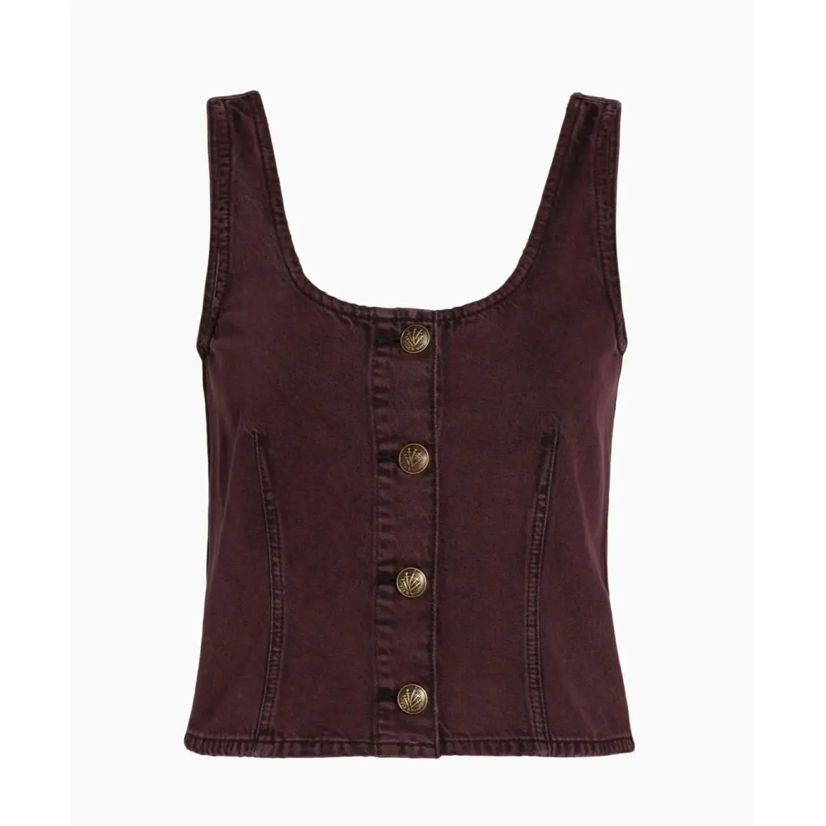 Rag Bone Burgundy Denim Button Front Corset Vest Boho Grunge 16