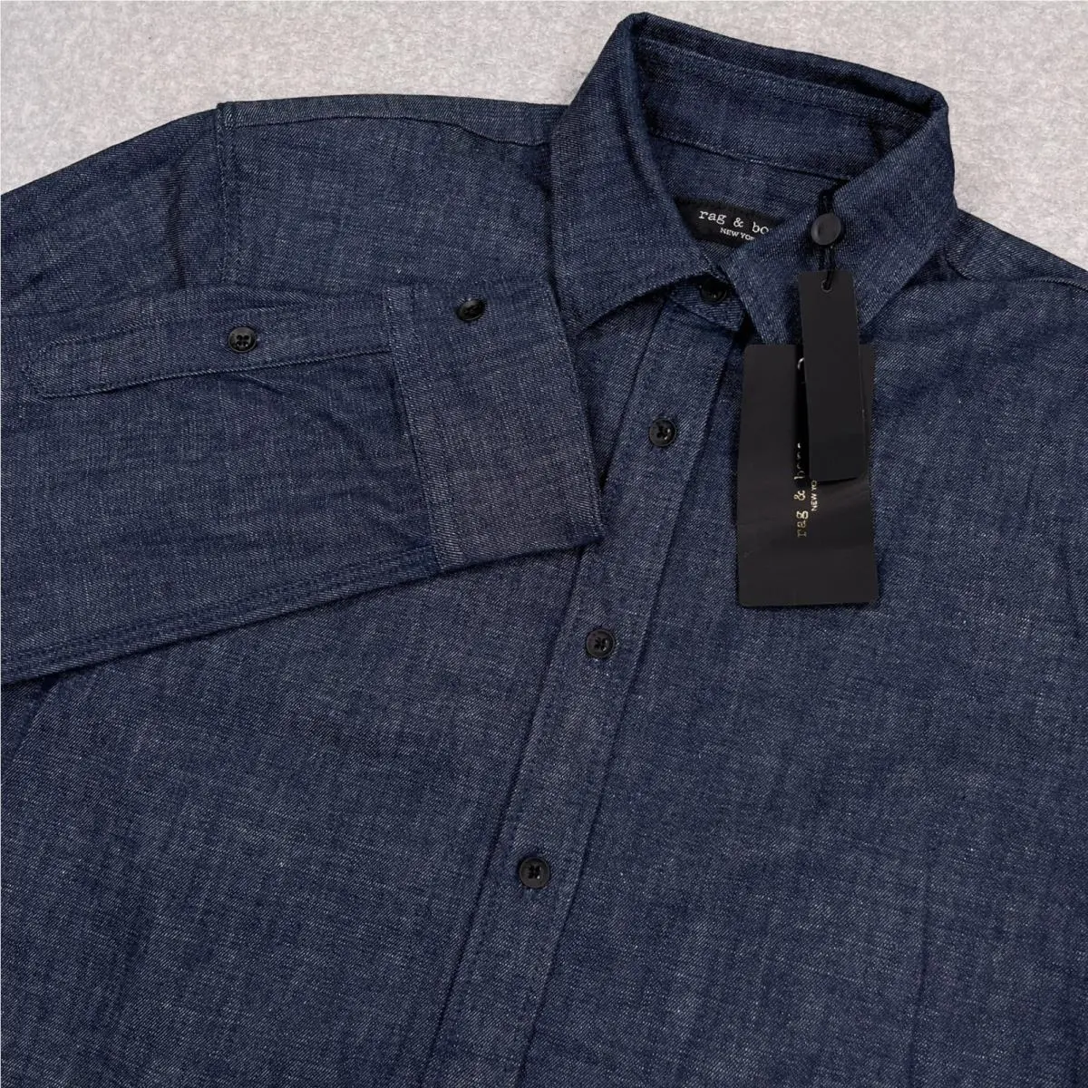 Rag Bone x Strom Denim Gus Shirt Womens Medium Dark Indigo Raw Button Up