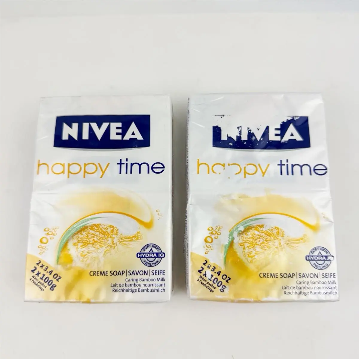 Happy Time Care Soap Bars Orange Blossom Bamboo Milk 4 Bars 3.4 oz ea by Nivea