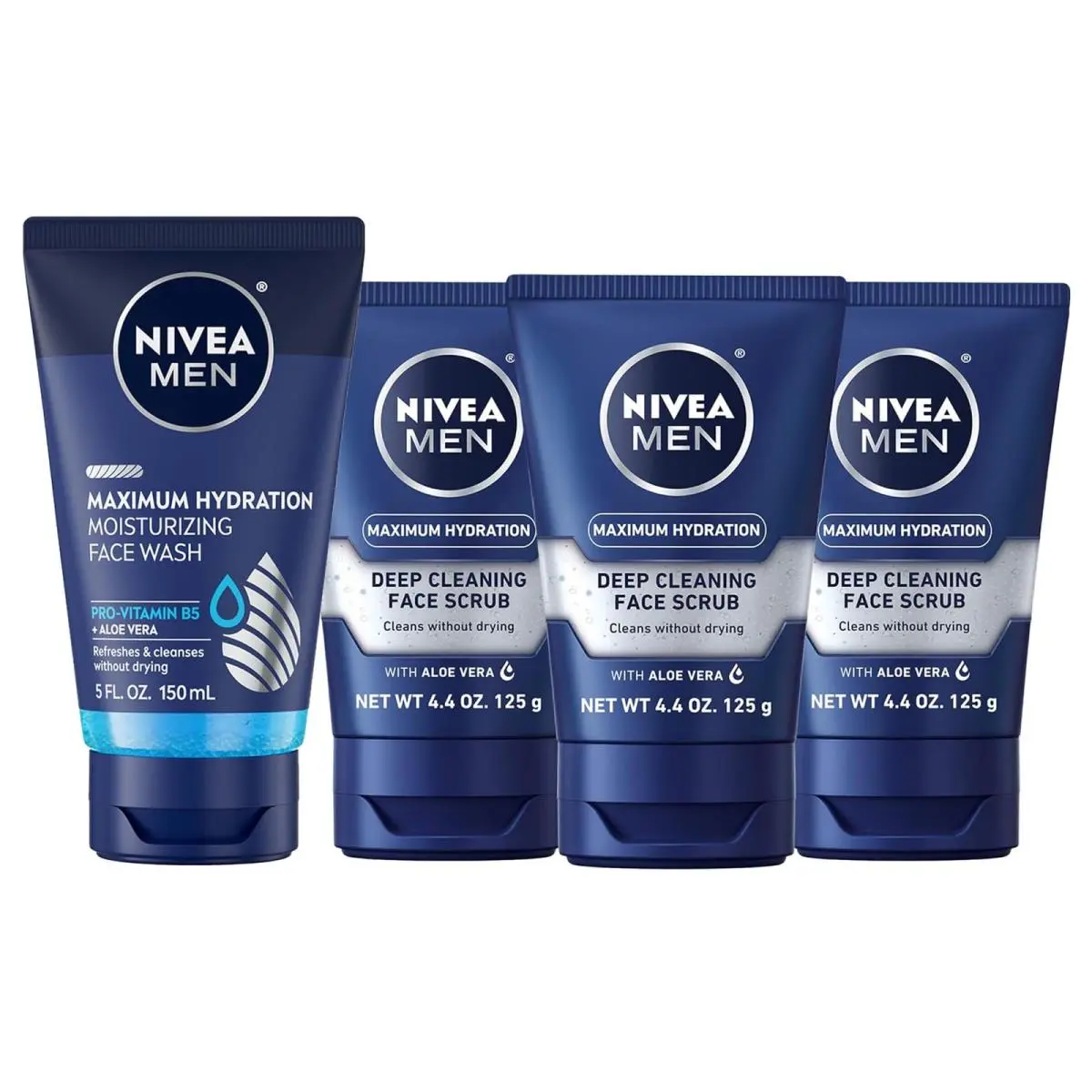Men Maximum Hydration Skin Care Set For Men 18.2 Fl Oz Pack of 5 by Nivea