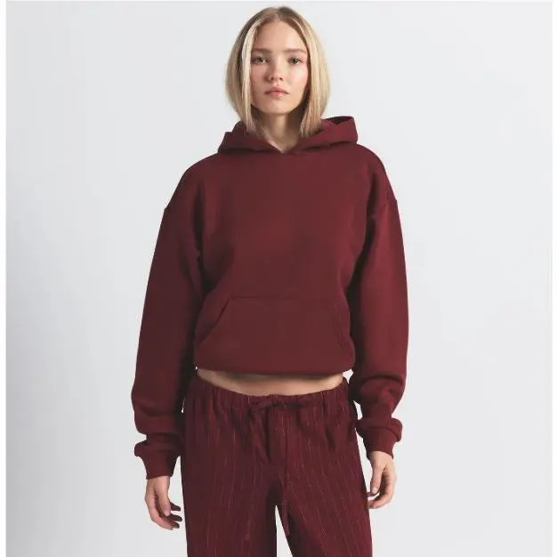 Cotton Fleece Classic Pullover Hoodie Womens XS Merlot PL-PLO-8365W-SKM-43 by Skims