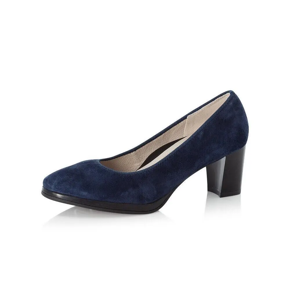 Rieker Women`s Veronique 49560-14 Heeled Pumps Blue Leather Size 39