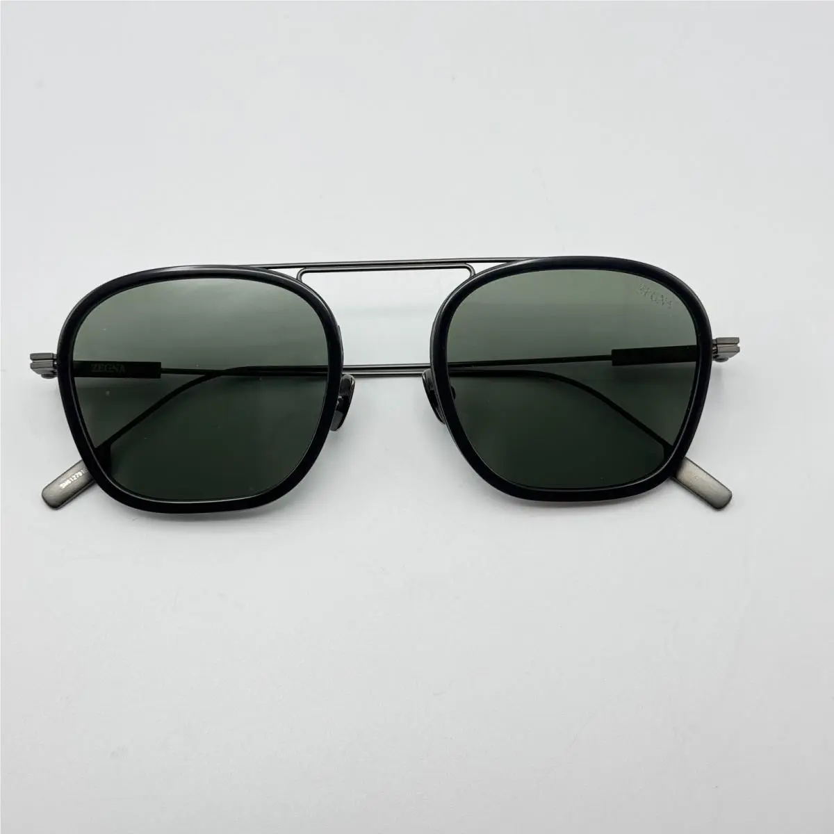 Ermenegildo Zegna Sunglasses EZ0306 20N Gray Square Frame Green Lens 51-20-145mm