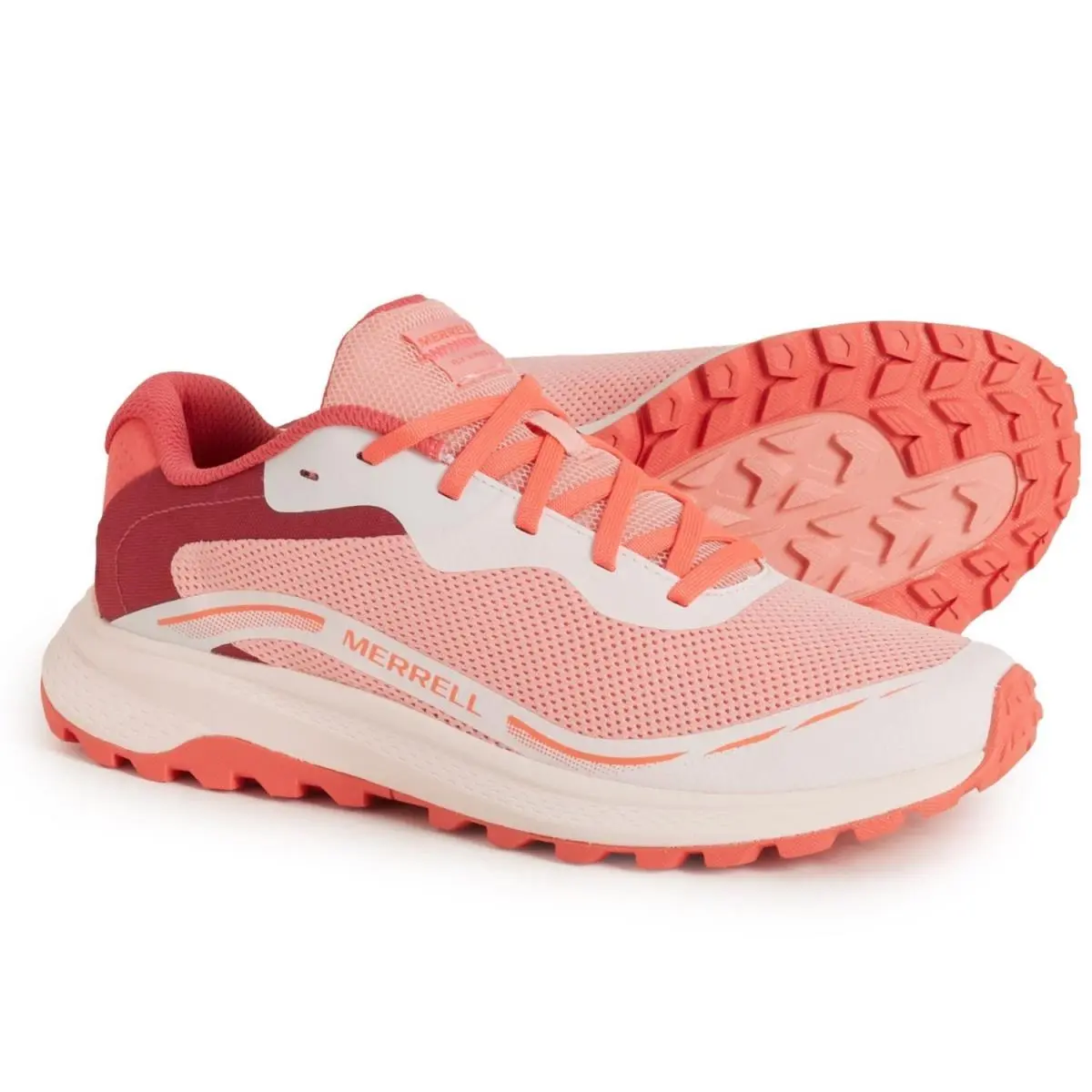 Merrell Fly Strike 2 Trail Running Shoes Women Sz 8.5 Soft Coral Low Top - Red