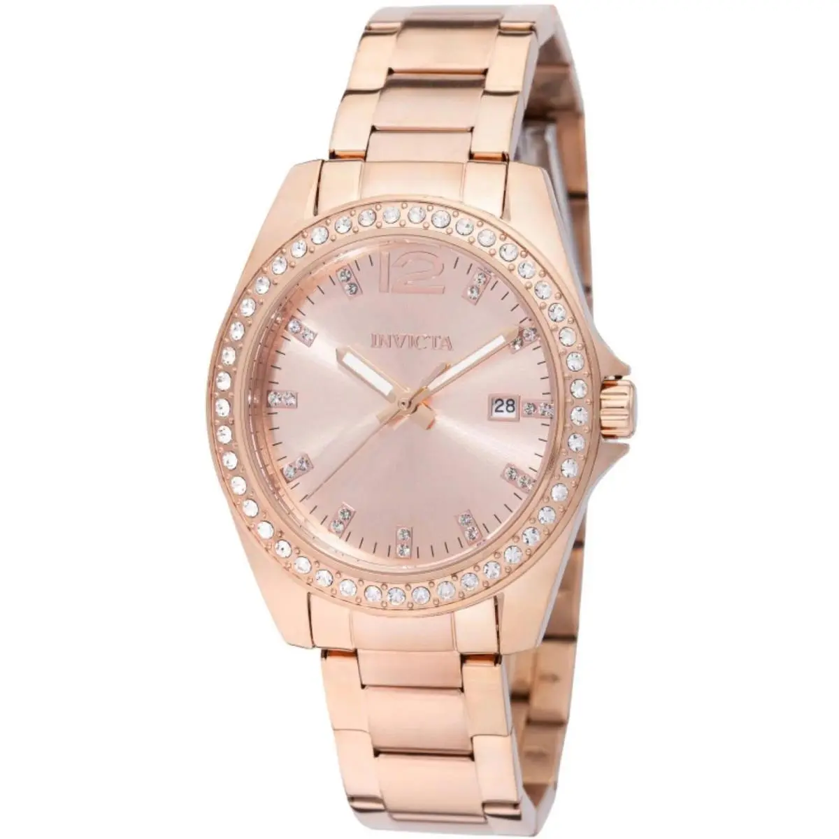 Invicta 49845 Angel Ladies Watch 38mm Rose Gold Dial Stainless Steel Mineral