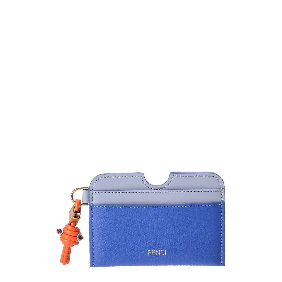 Ff Diamond Leather Card Case Women`s Blue by Fendi