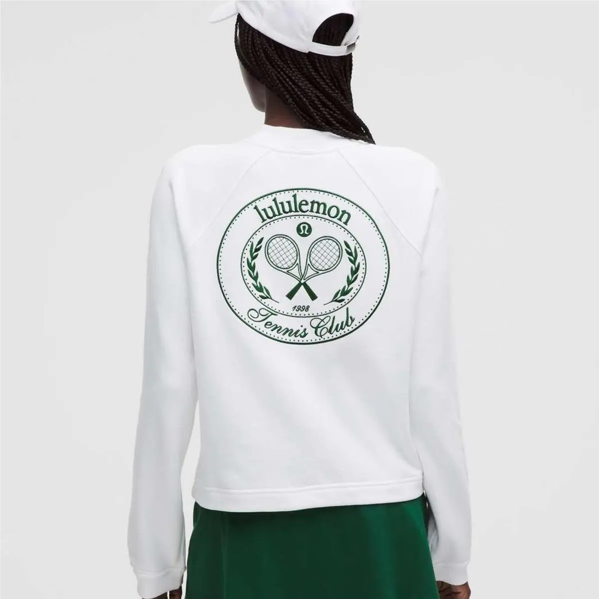 Lululemon Cotton French Terry Crewneck Tennis Club Size M White/alouette Wht