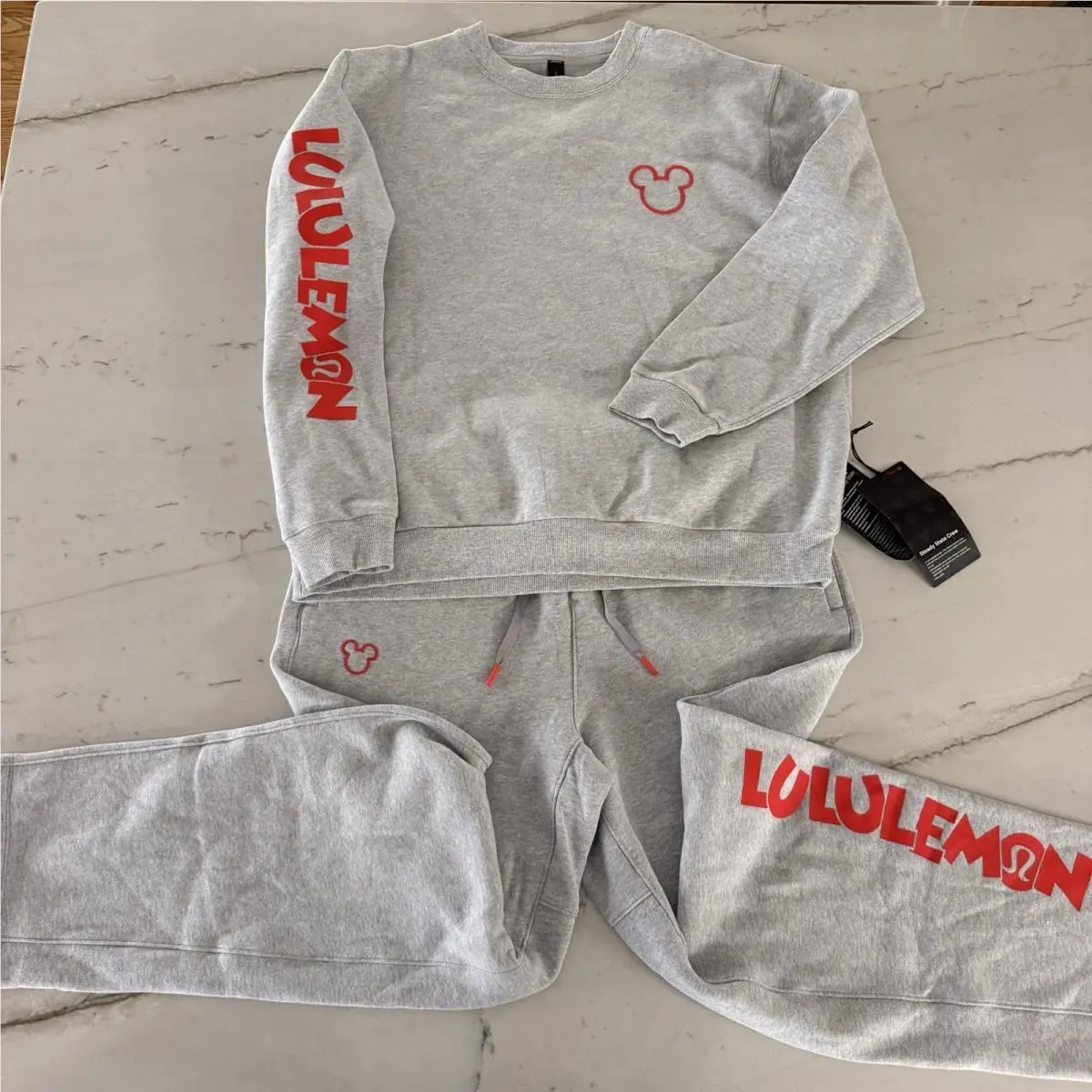 Lululemon Disney Mickey Mouse Steady State Crew Sweatshirt Pants Set Men L