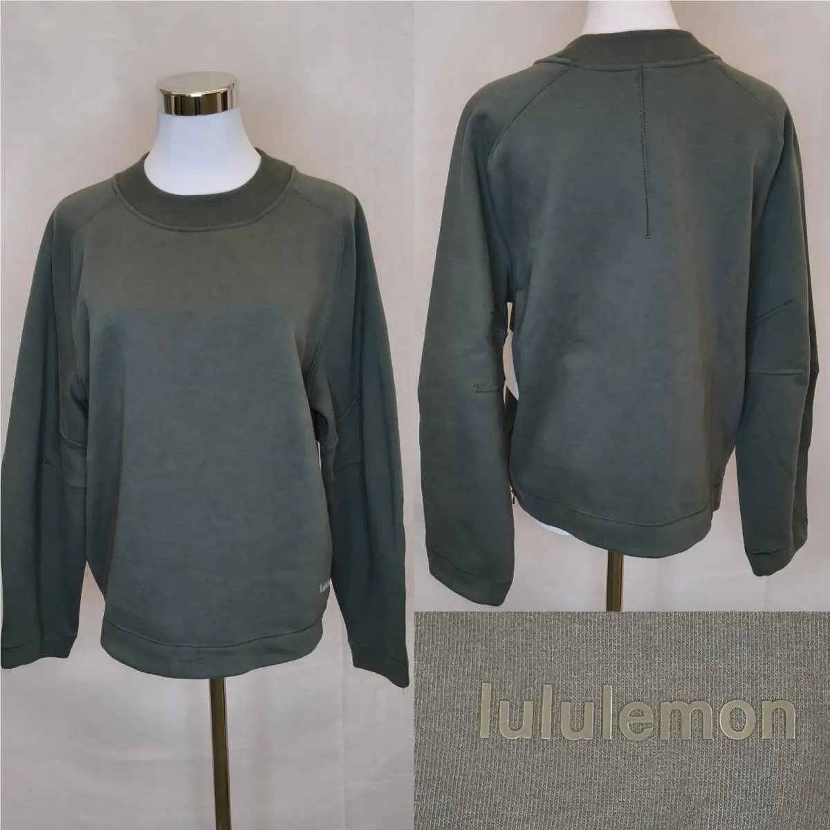 Lululemon Loungeful Relaxed Crew Women`s XS Green Side Zip Stretch Fleece W5555
