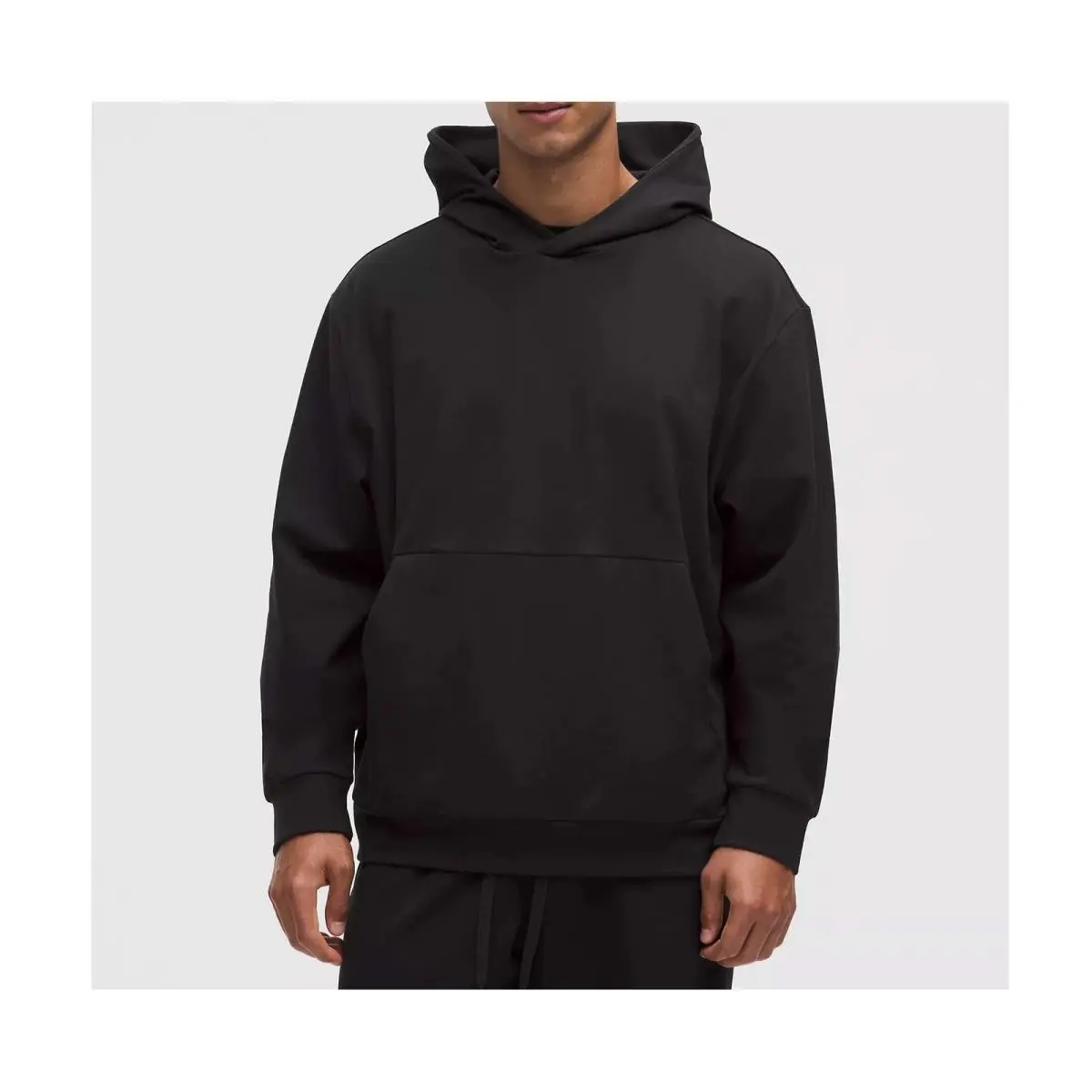 Lululemon Heavy Soft Jersey Pullover Hoodie Men L Black Relaxed Stretch