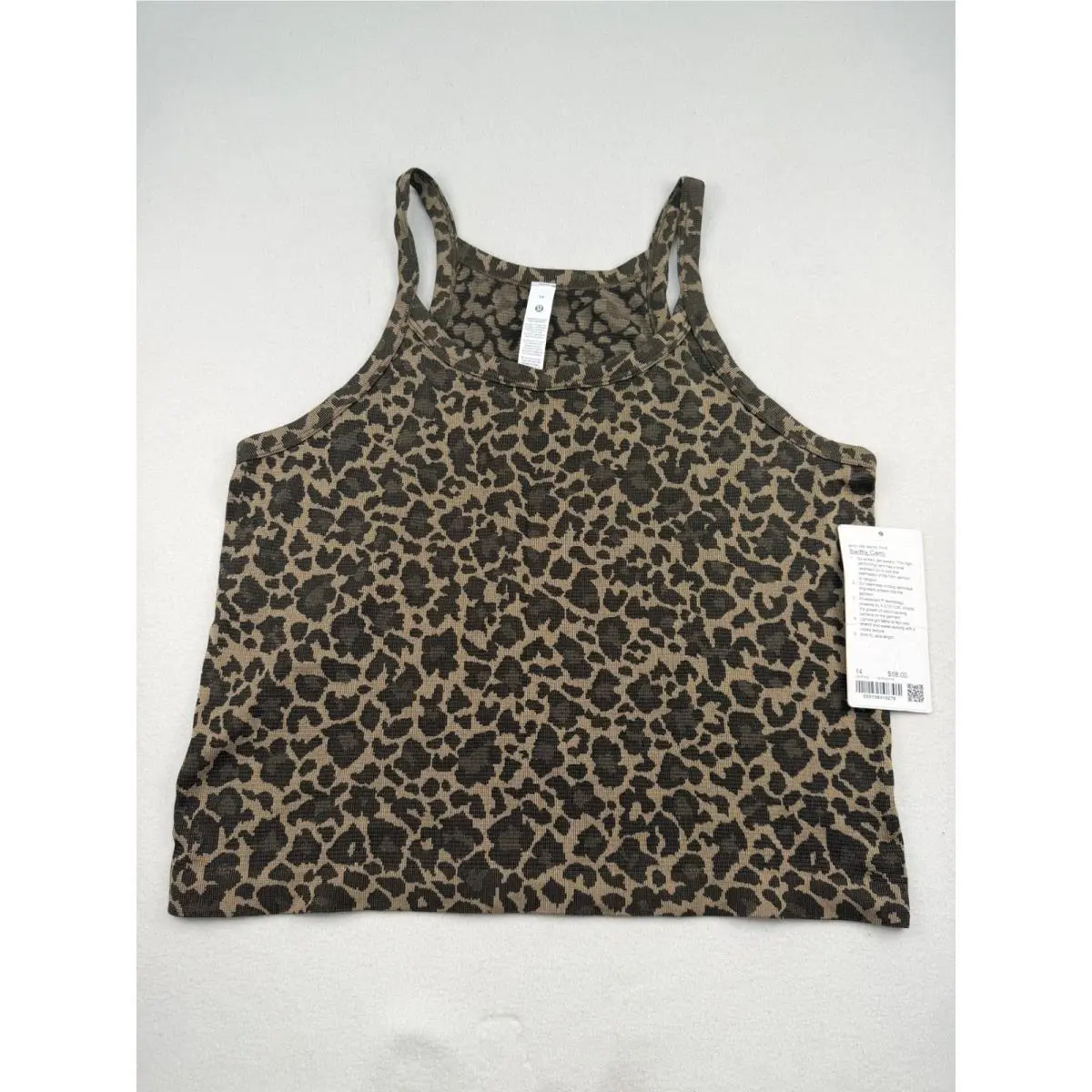 Lululemon Swiftly Cami Leopard Print Brown Tan Tank Top LW1FVNS Size 14