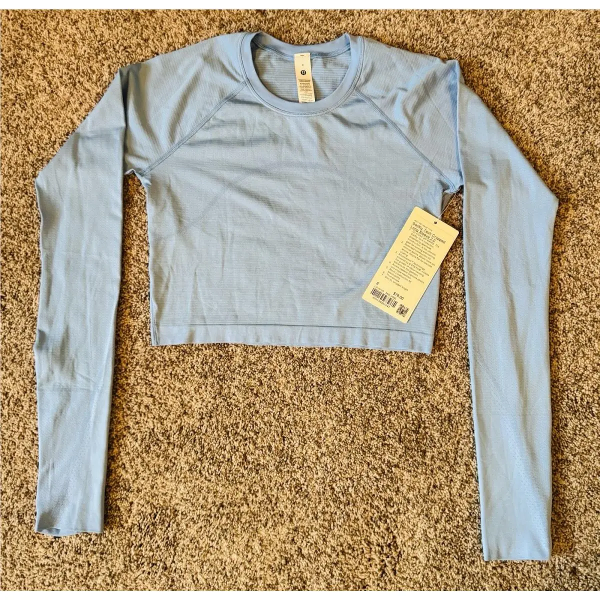 Lululemon Swifty Tech Cropped Long Sleeve Shirt 2.0-Women’s Size 8