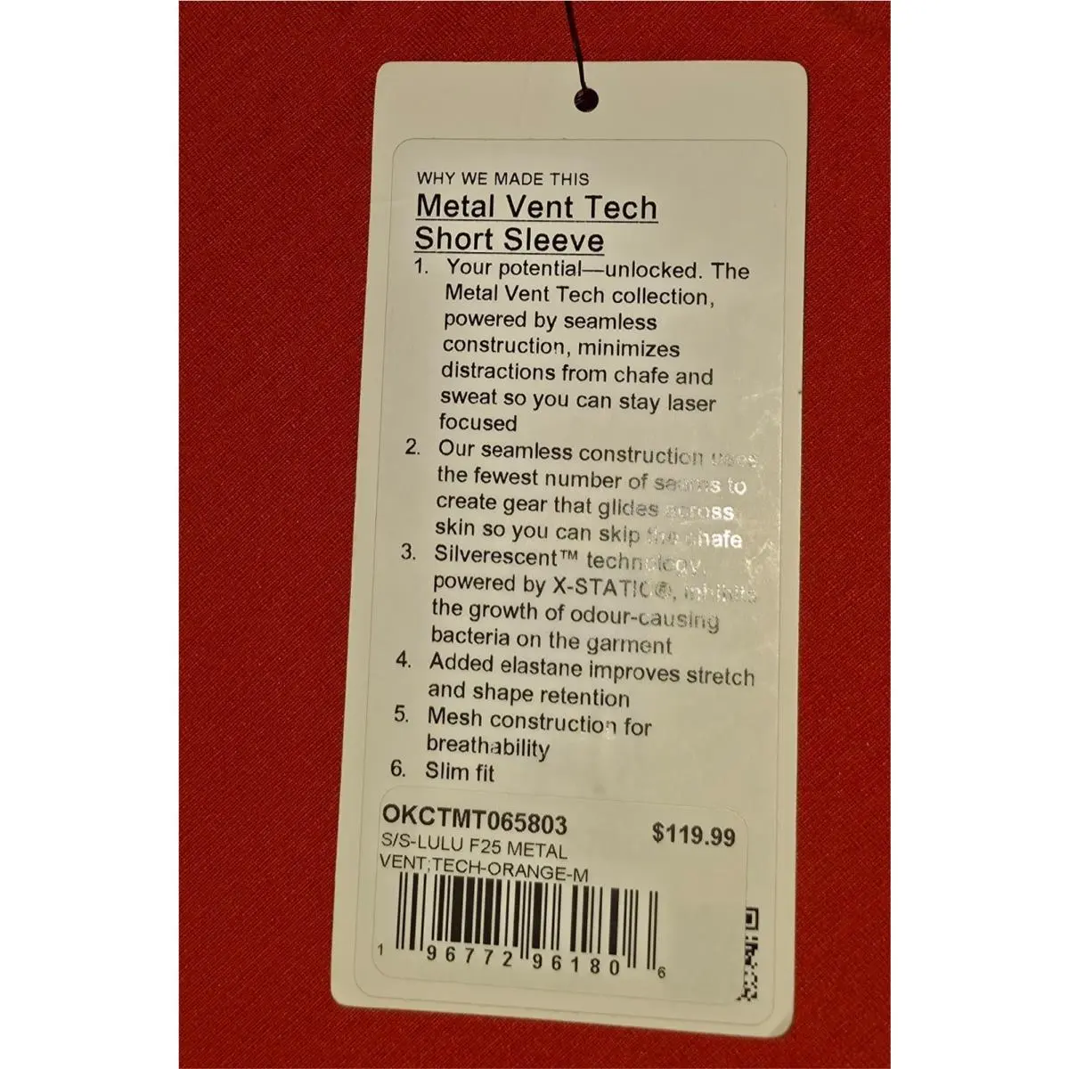 Lululemon clothing - Lululemon 2.0 Metal Vent Tech - Orange 2