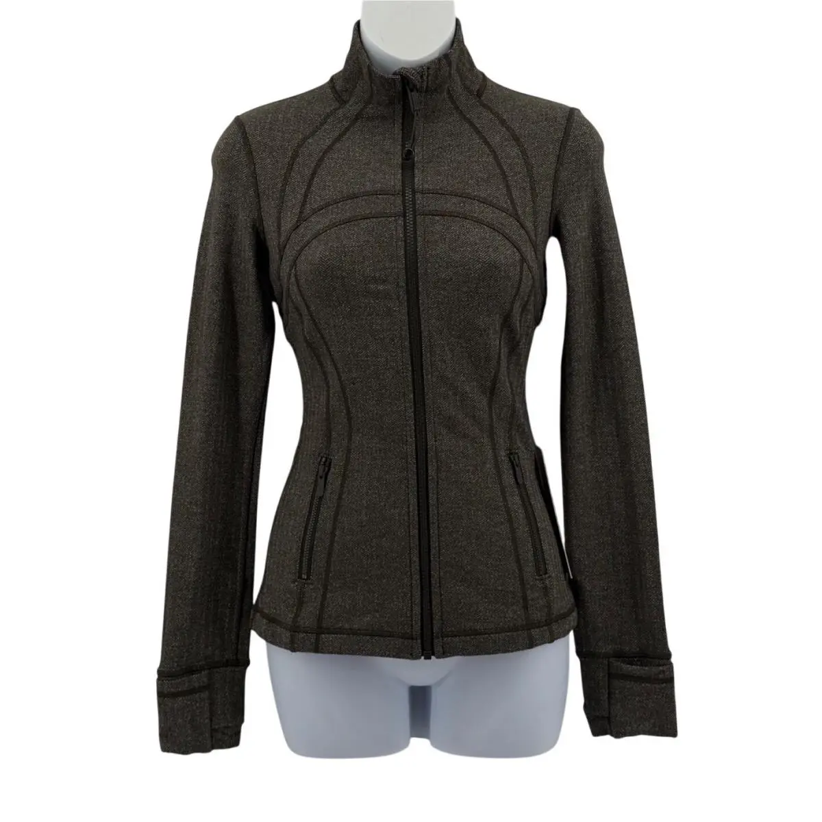 Lululemon Define Jacket Herringbone Women Olive Green Activewear Size 2