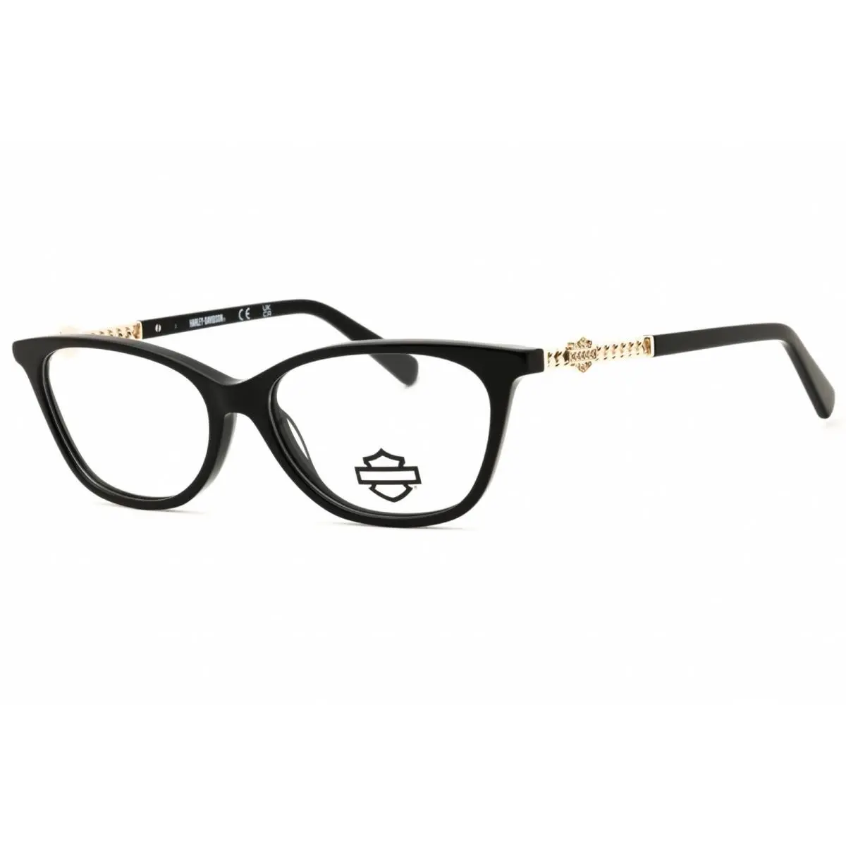 Women`s Eyeglasses Shiny Black Rectangular Frame HD50151 001 by Harley Davidson