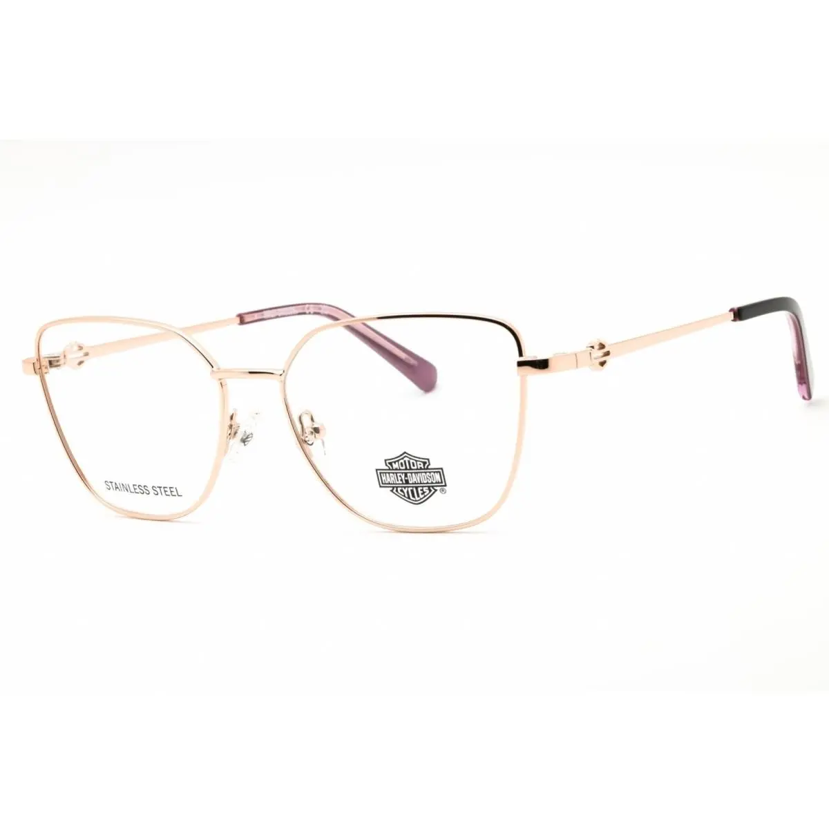 Women`s Eyeglasses Shiny Rose Gold Cat Eye Frame HD50118 028 by Harley Davidson