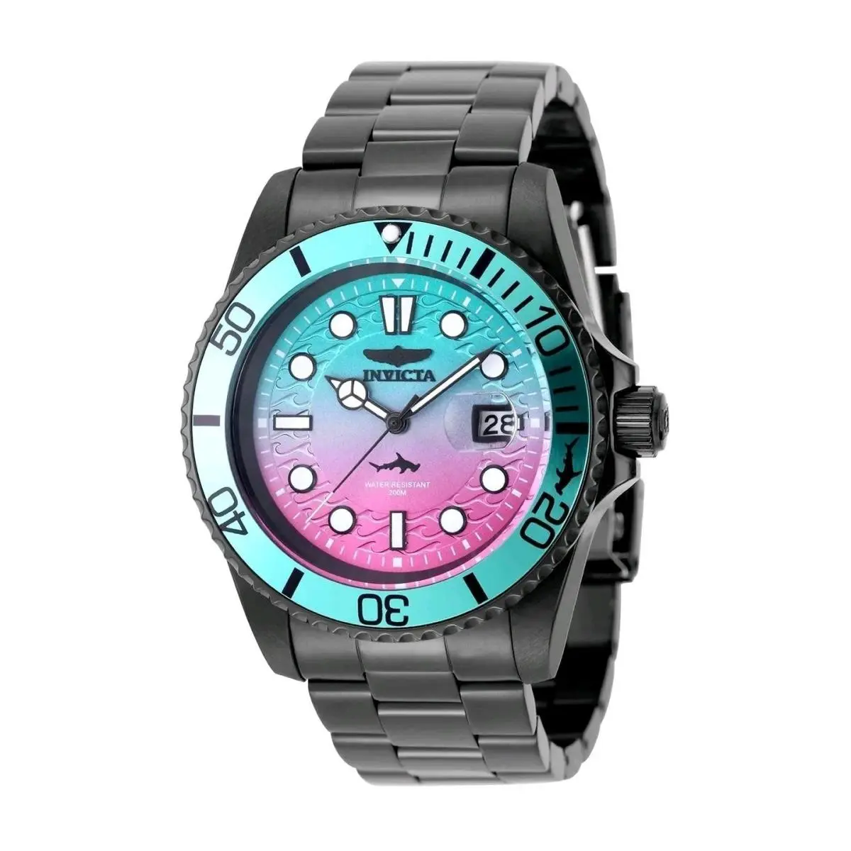 Pro Diver Vectide Teal/pink 42mm Miami Vice Watch Black Label Band 50977 by Invicta