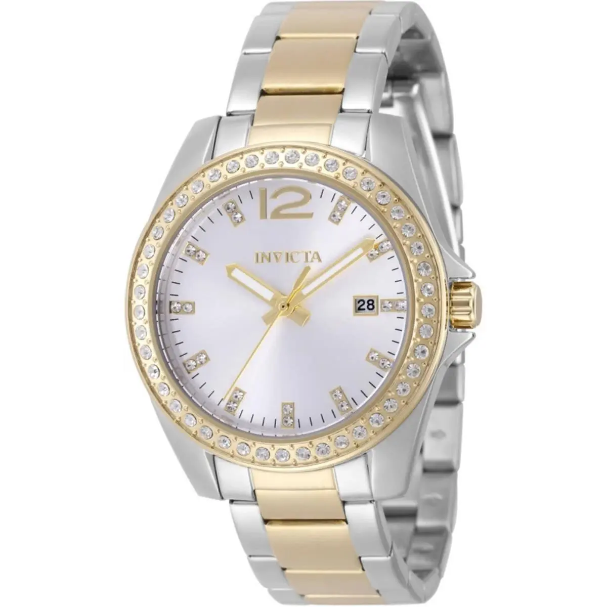Invicta 49848 Angel Ladies Watch 38mm Gold Steel Silver Dial Quartz