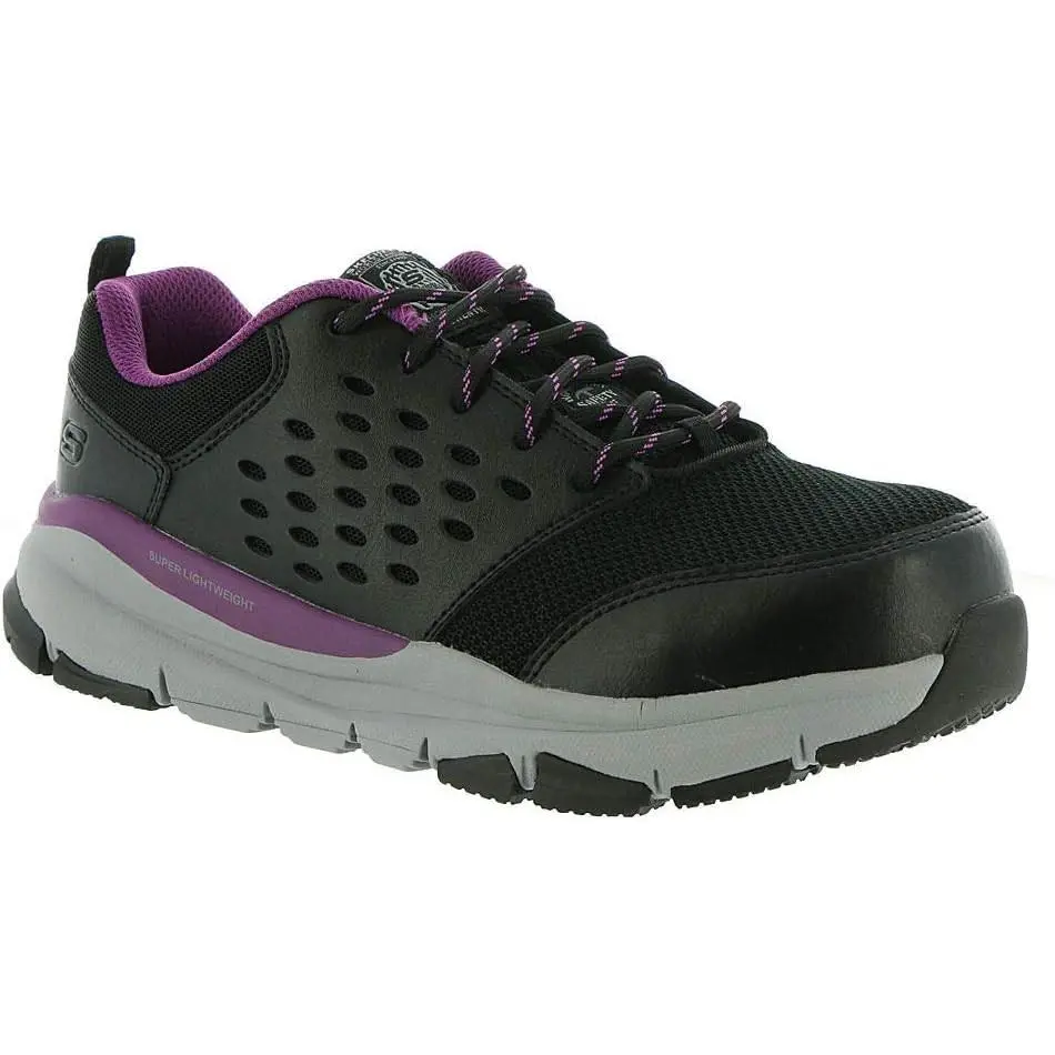 Skechers Women`s Soven Corrick Shoes in Black/purple Size 5W