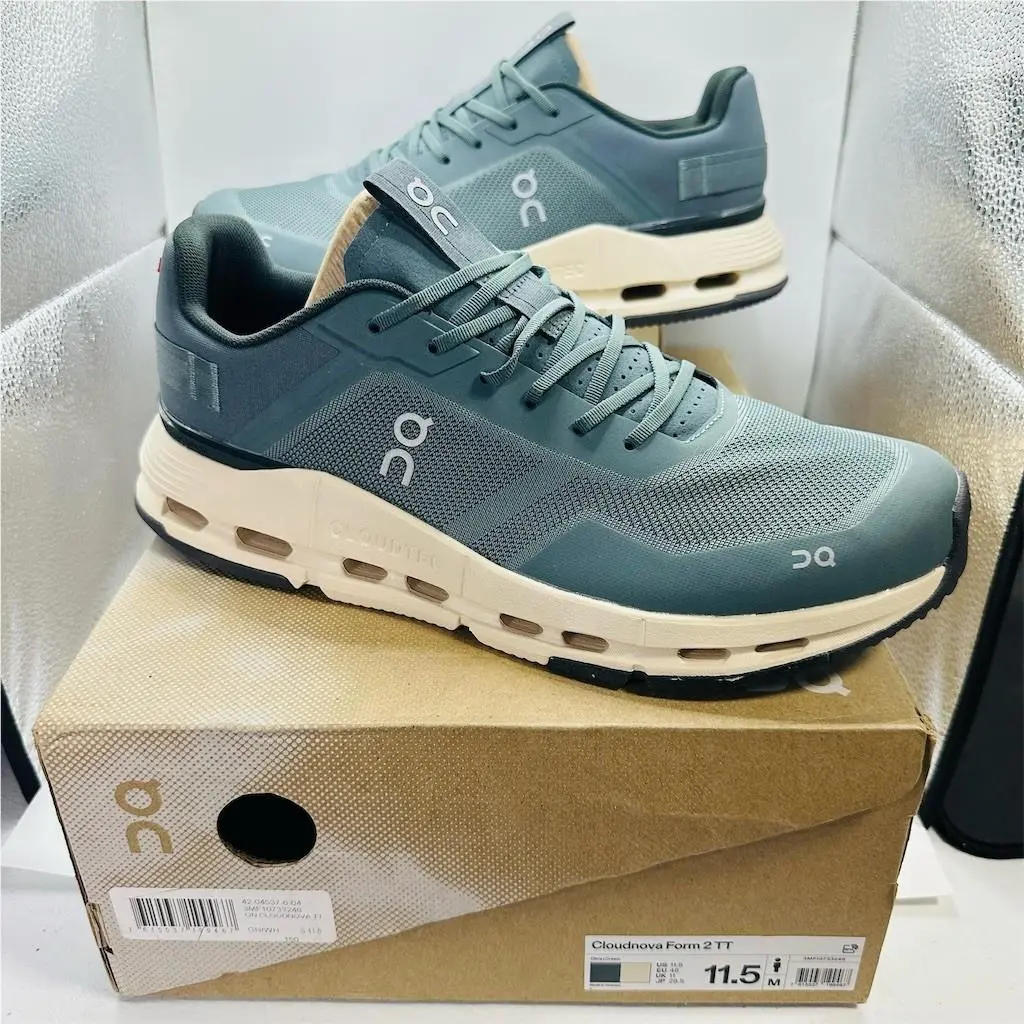 On Running Cloudnova Form 2 TT Men`s Sneakers Olive Cream Green Size 11.5 US