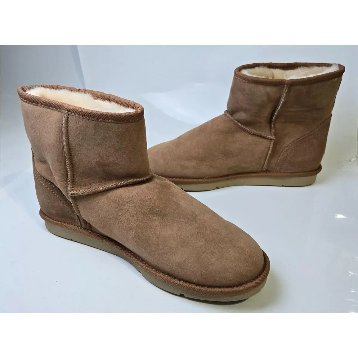 Jumbo Ugg Australia Brown Suede Shearling Lined Slip On Ankle Boots US Size 14