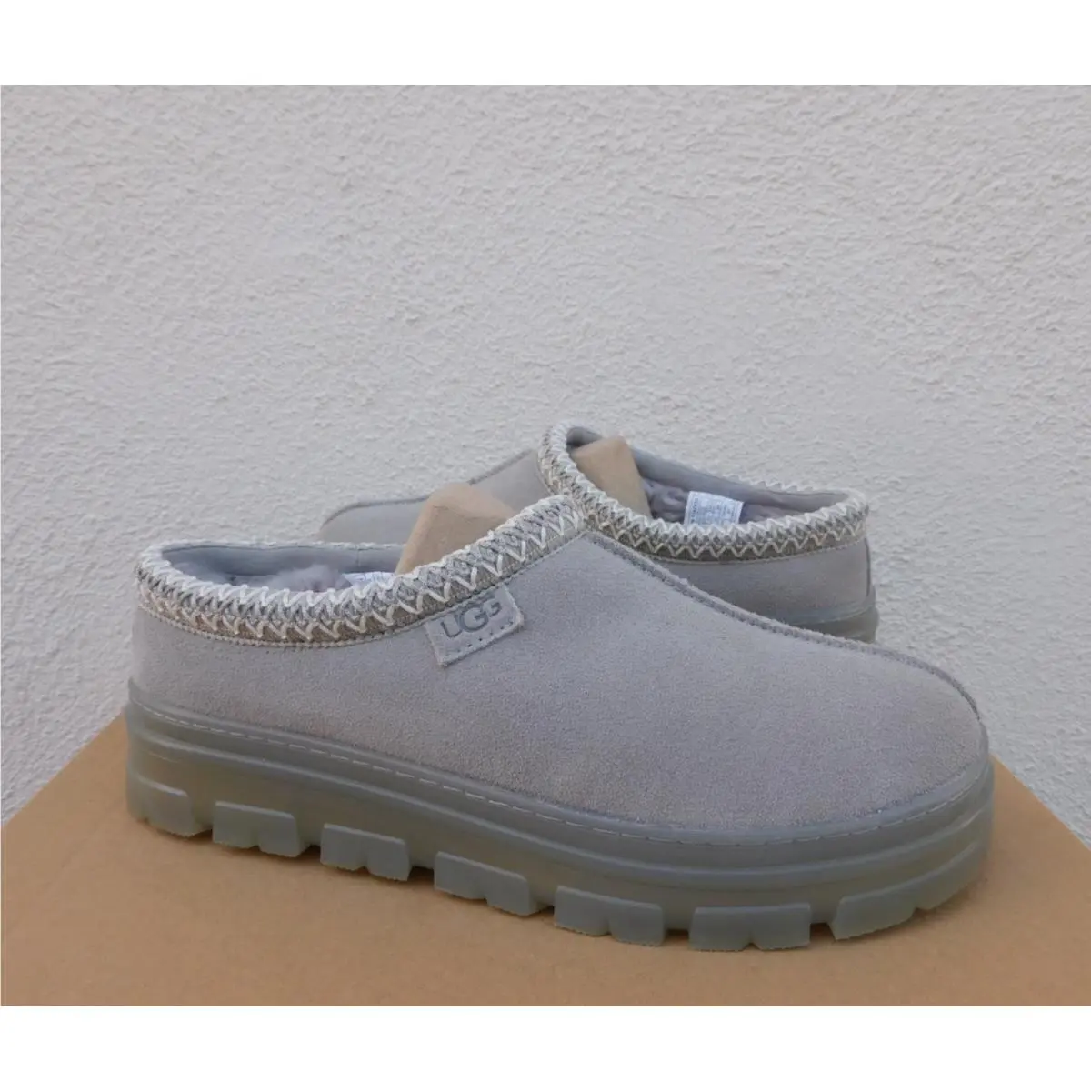 Ugg Tasman Clear Campfire Grey Suede Slippers Shoes Women US 9/ Eur 40