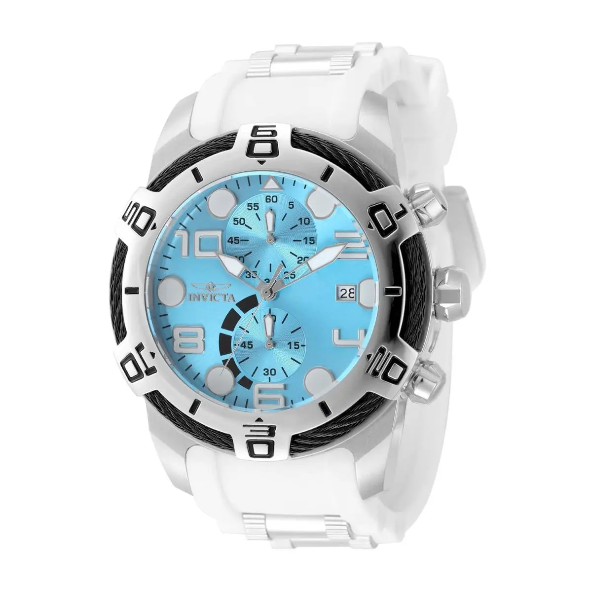 Invicta 50584 Bolt Nexus X 50mm White Strap Blue Dial Men`s Watch - Dial: Blue, Band: White