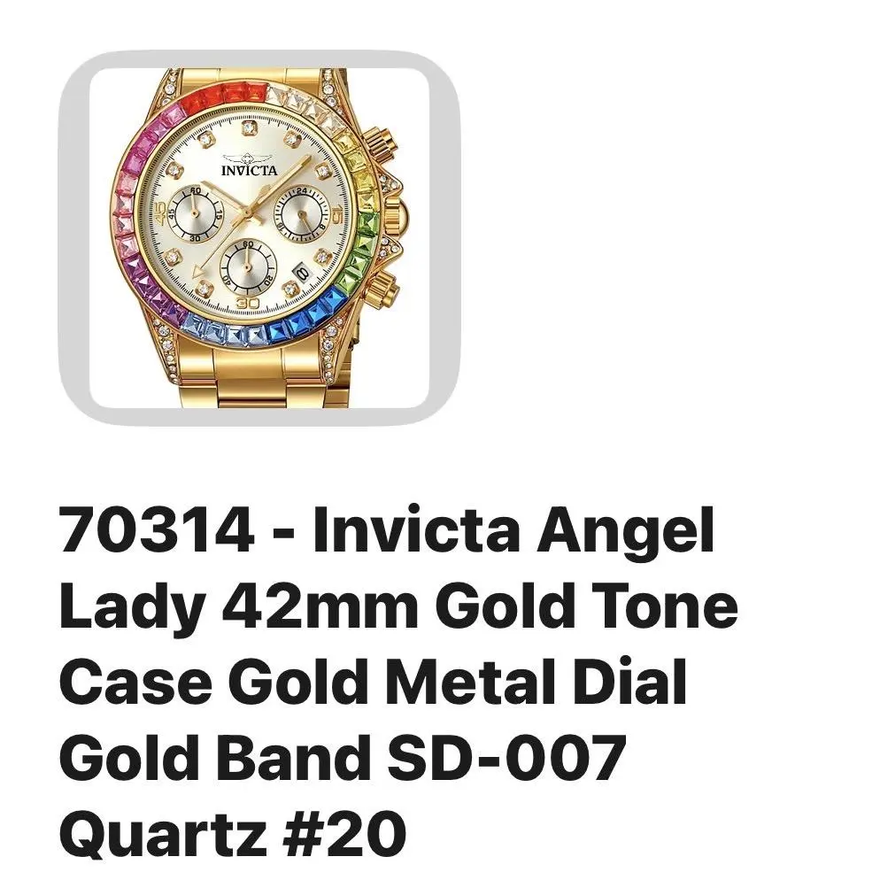 70314  Lady Angel 42mm Gold Tone Case Gold Metal Band by Invicta