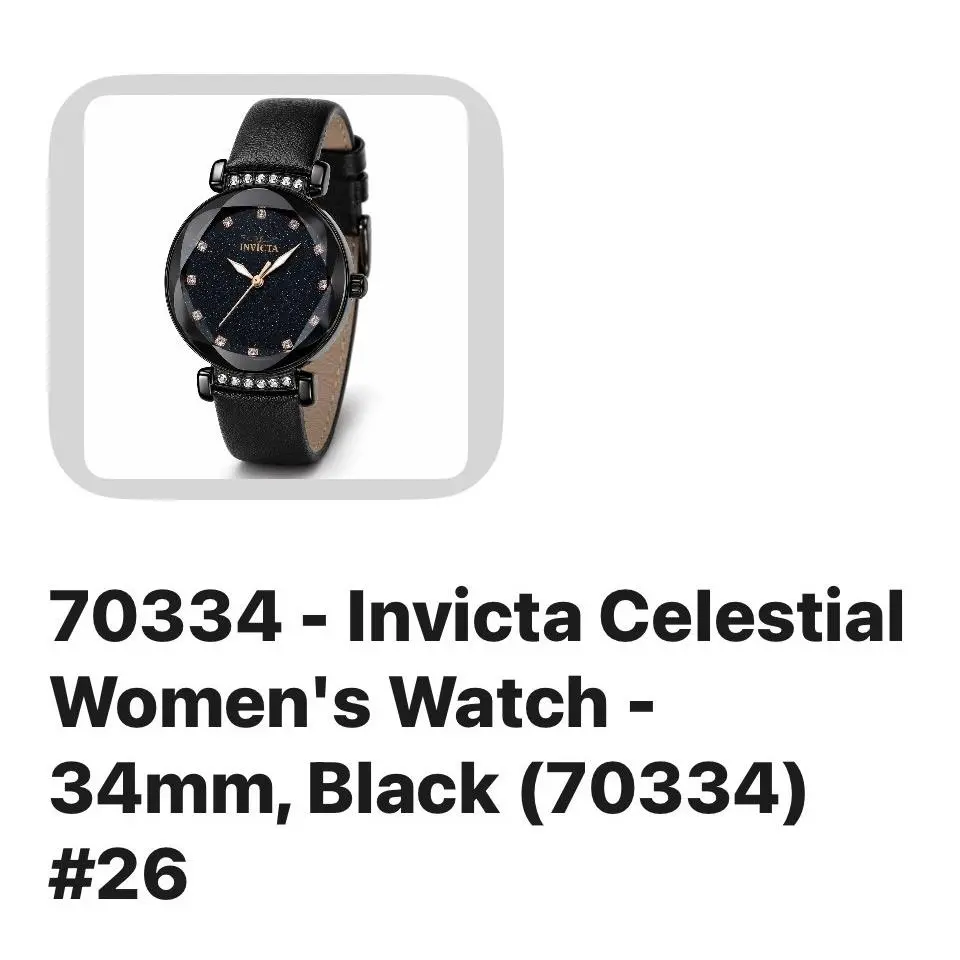 Celestial Lady`s Watch - 34mm 70334 Black Dial W/black Leather Band by Invicta