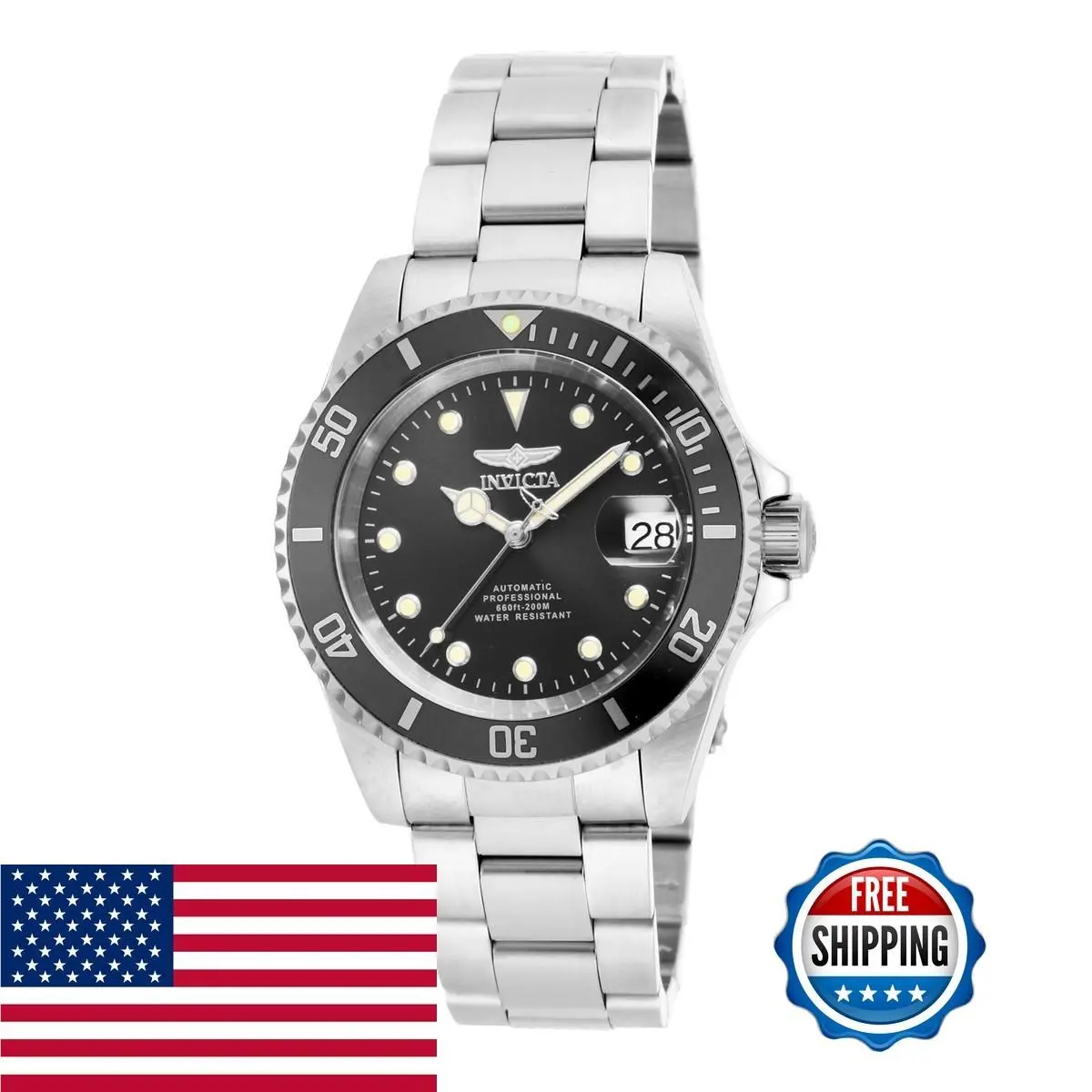 Invicta Men`s 17044 Pro Diver Analog Display Japanese Automatic Silver Watch