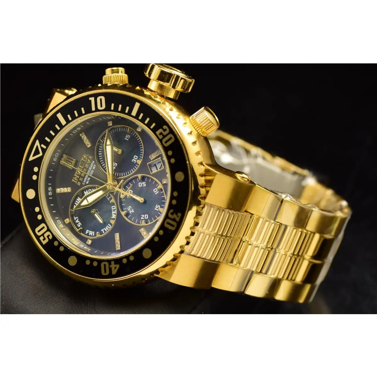 Invicta Jason Taylor Diamond Chrono Mop L.e 231/999 Gold Tone Men`s Swiss Watch