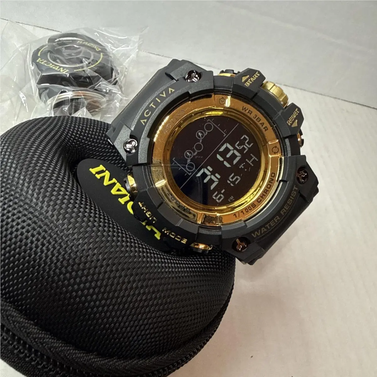 Activa  Water Resistant Black Gold Chrono ACW-GA-M103 with Bonus and Case by Invicta