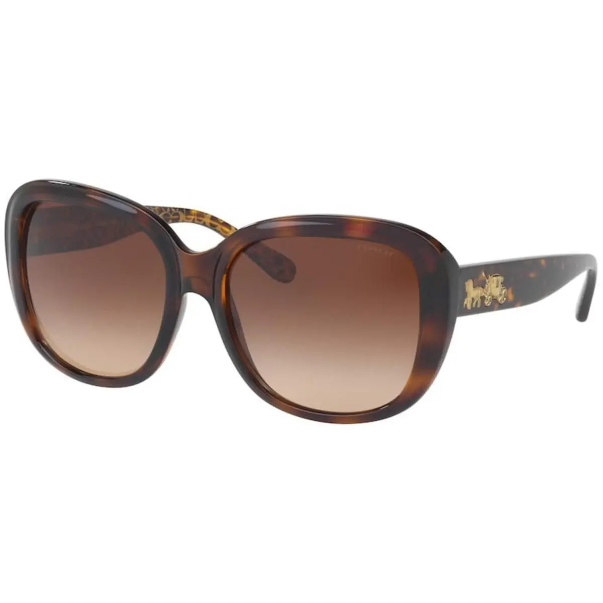 Coach Women Sunglasses HC8207-539413 Dark Tortoise Gold Sig C with Hard Case