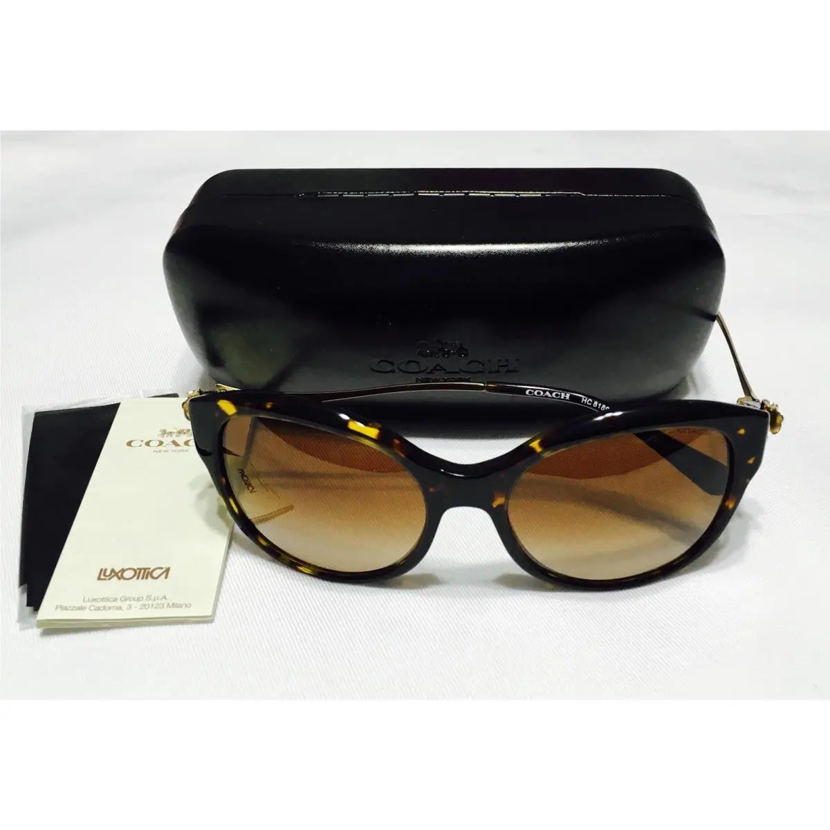 Coach Cat Eye Sunglasses L1610 HC8189 5417/13 Dark Tortoise / Light Gold