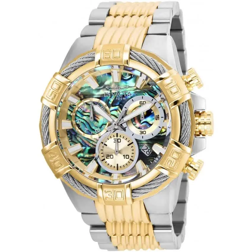 Invicta Bolt Chronograph Men`s Watch 26540 - Dial: Rainbow Abalone, Band: Two-tone (Silver-tone and Gold-tone), Bezel: Silver-tone