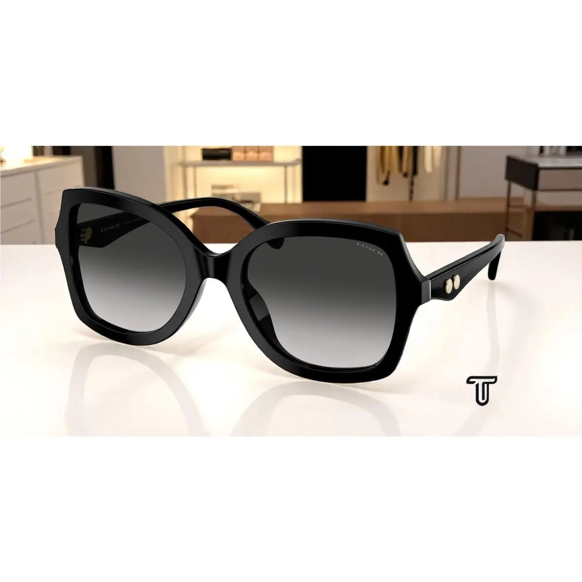 Coach HC8410U 50023C Cw225 Black Grey Gradient 56 mm Women`s Sunglasses