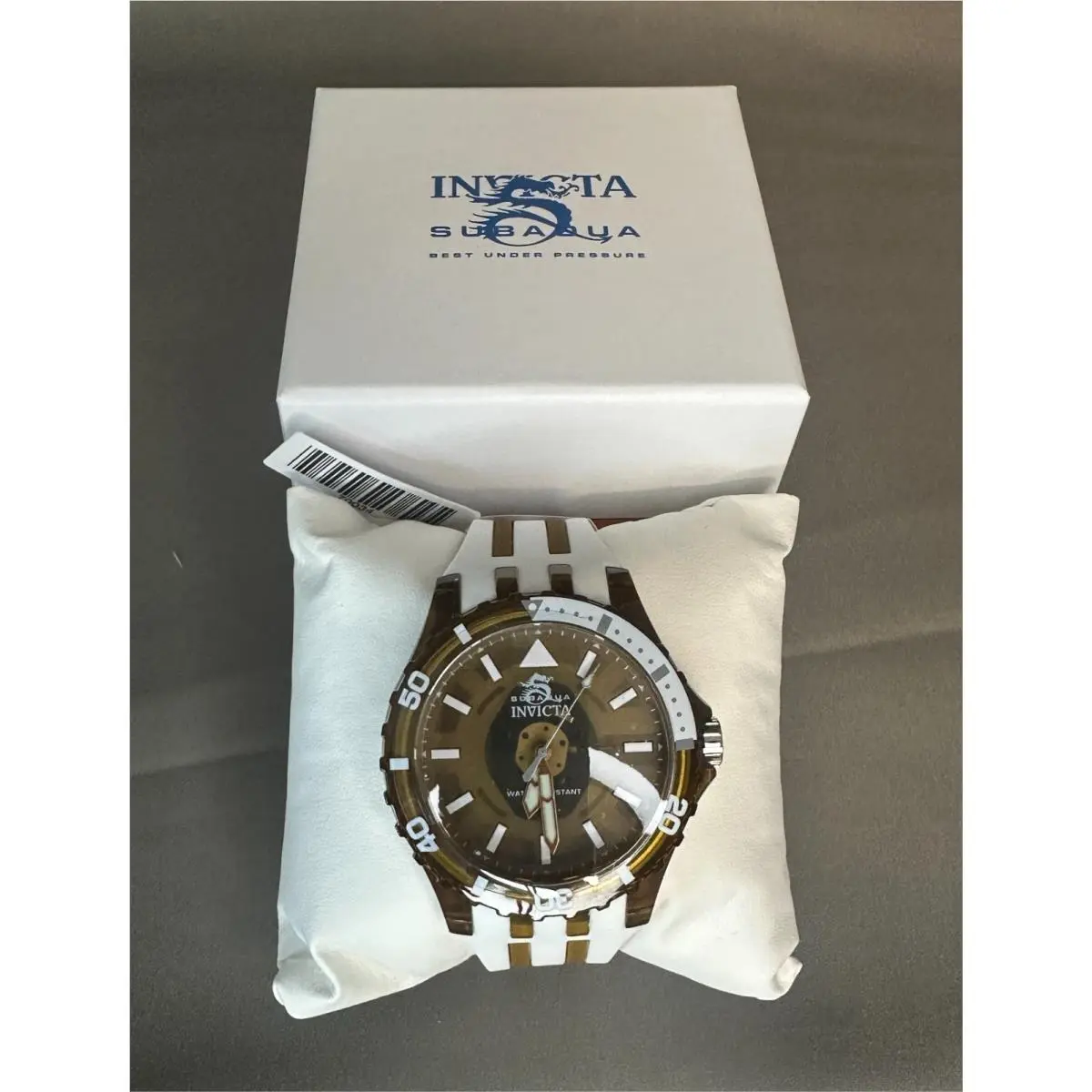 Invicta Subaqua 70034 Men`s 44mm Brown White Silicone Quartz Dive Watch
