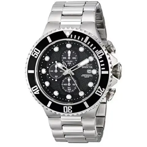 Invicta Men`s Stainless Steel Chronograph Wristwatch with Black Dial
