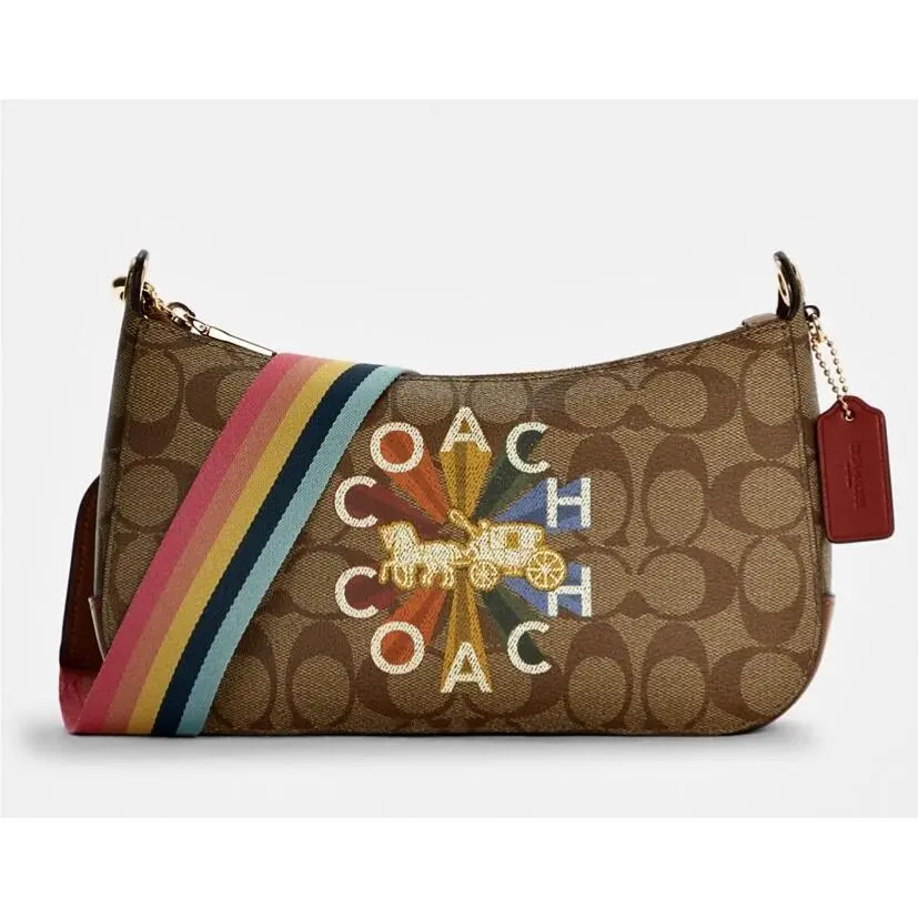 Coach C6817 Jes Baguette In Signature Canvas with Coach Radial Rainbow Khaki