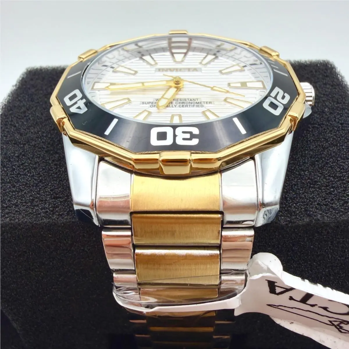 Men`s Invicta Dodecagon Diver 2-Tone Gold Silver Stainless Steel Watch
