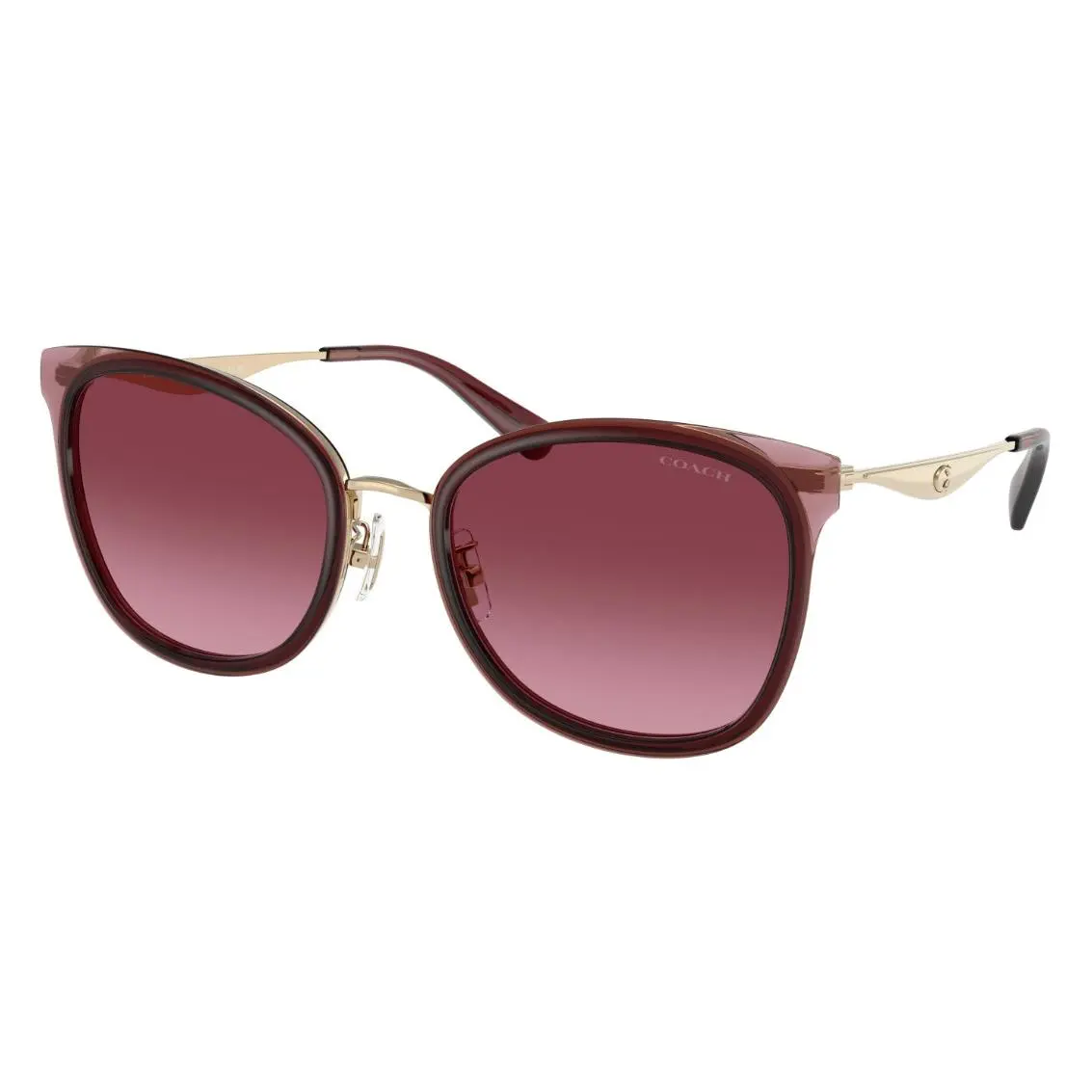 Coach SunglassesHC7170 94518H 56 Shiny Light Gold Burgundy Red Pink with Case