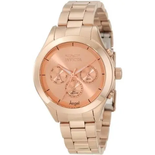 Angel Multi-function Rose Dial Rose Gold-plated Ladies Watch 12467 by Invicta