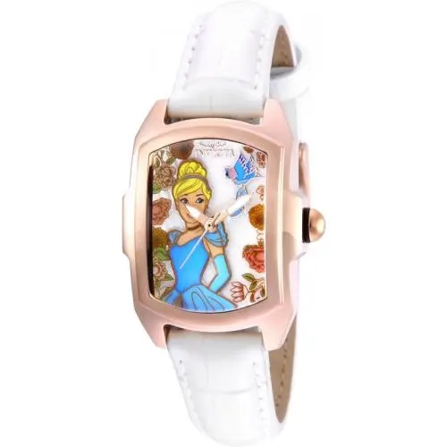 Disney Limited Ed. Cinderella Oyster Dial White Strap Ladies Watch by Invicta