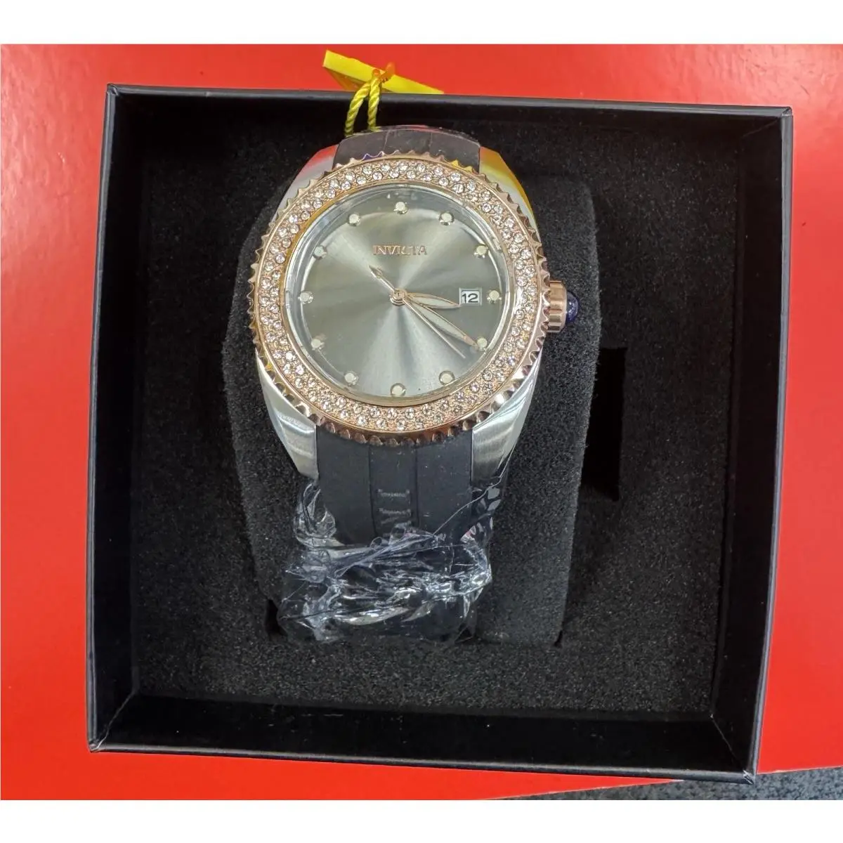 Invicta Angel Women`s 38mm Black Dial Black Silicone Band Watch 36066