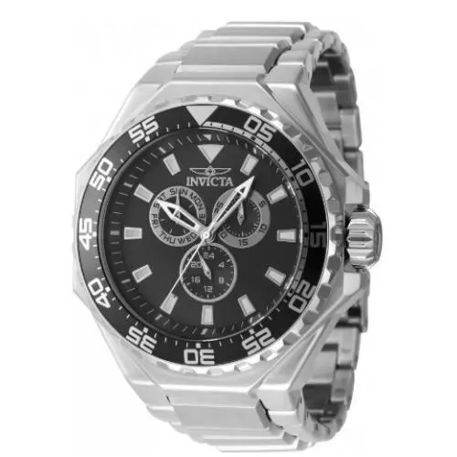 Watch Pro Diver Black Dial Silver Stainless Steel Bracelet 55mm 46556 by Invicta