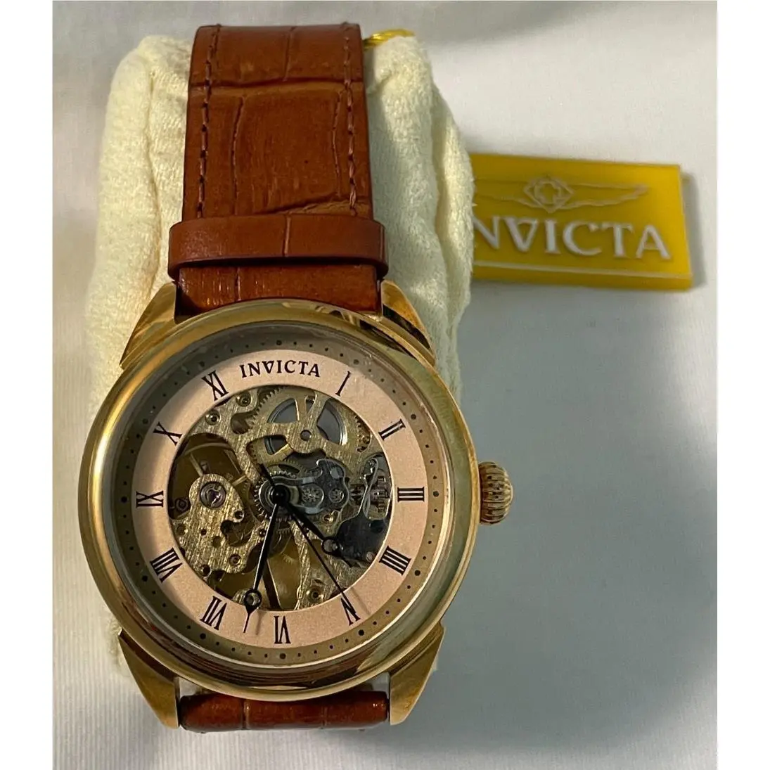 Mens Watch Model 17186 Champagne Skeleton Dial Light Brown Leather by Invicta