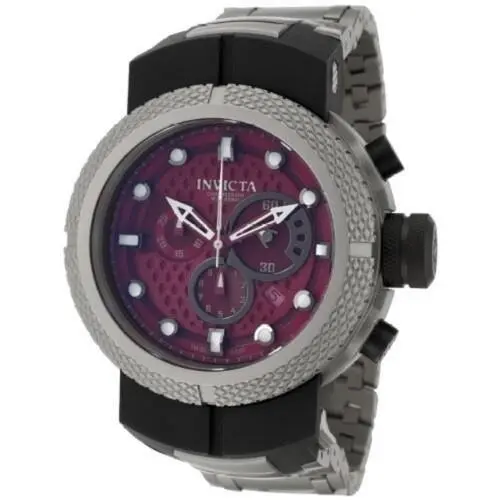 0673 Coalition Forces Men`schronograph Burgundy Dial Titanium Watch by Invicta